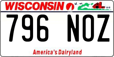 WI license plate 796NOZ