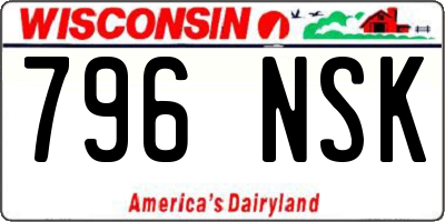 WI license plate 796NSK