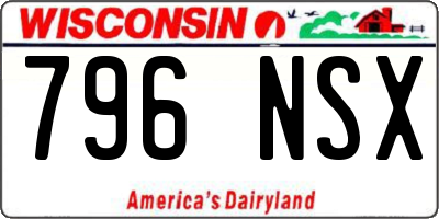 WI license plate 796NSX