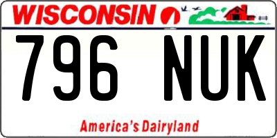 WI license plate 796NUK