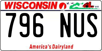 WI license plate 796NUS
