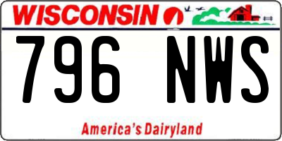 WI license plate 796NWS