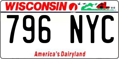 WI license plate 796NYC