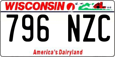 WI license plate 796NZC