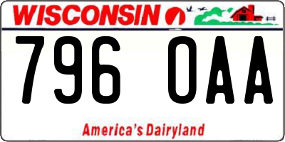 WI license plate 796OAA