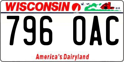WI license plate 796OAC