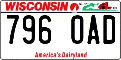 WI license plate 796OAD