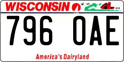 WI license plate 796OAE
