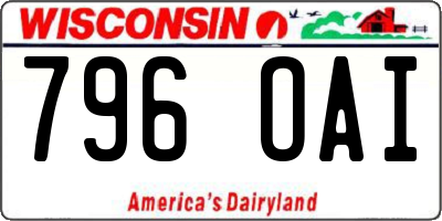 WI license plate 796OAI