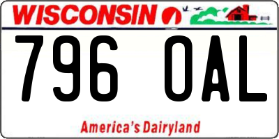 WI license plate 796OAL