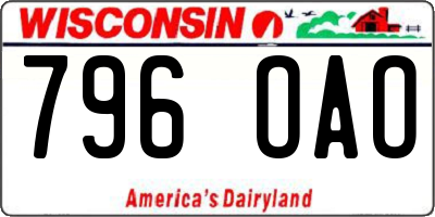 WI license plate 796OAO