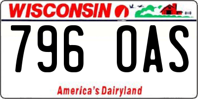 WI license plate 796OAS