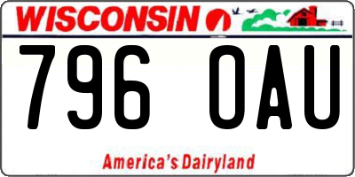 WI license plate 796OAU