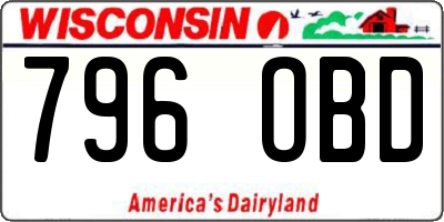 WI license plate 796OBD