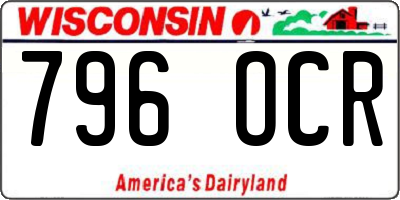 WI license plate 796OCR