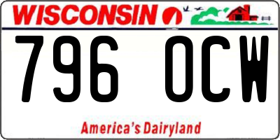 WI license plate 796OCW