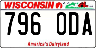WI license plate 796ODA