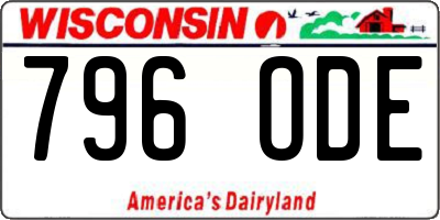 WI license plate 796ODE