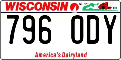 WI license plate 796ODY