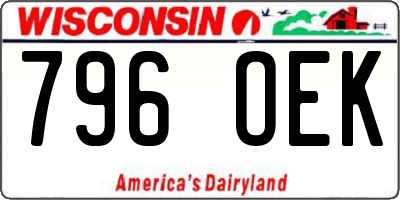 WI license plate 796OEK