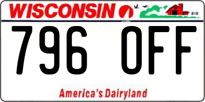 WI license plate 796OFF