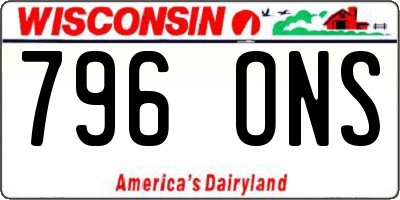 WI license plate 796ONS