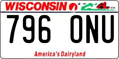 WI license plate 796ONU