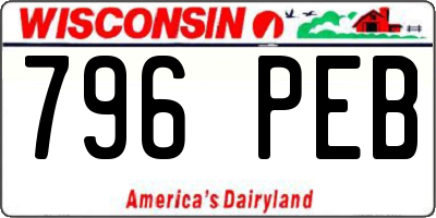 WI license plate 796PEB
