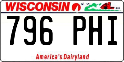 WI license plate 796PHI