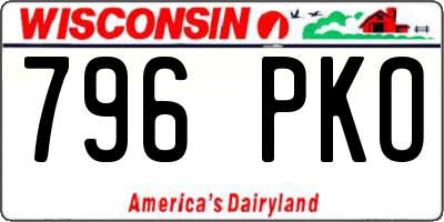 WI license plate 796PKO