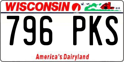 WI license plate 796PKS