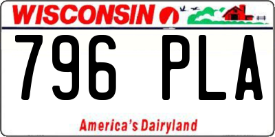 WI license plate 796PLA