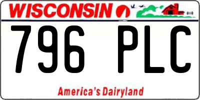 WI license plate 796PLC