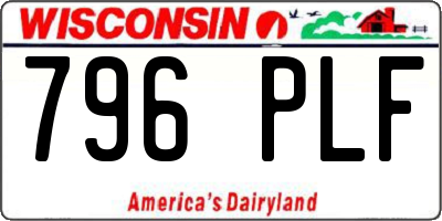 WI license plate 796PLF