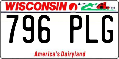 WI license plate 796PLG