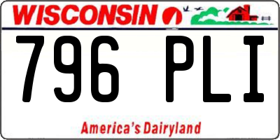 WI license plate 796PLI