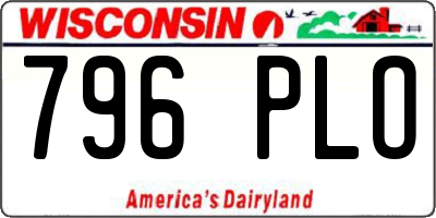 WI license plate 796PLO