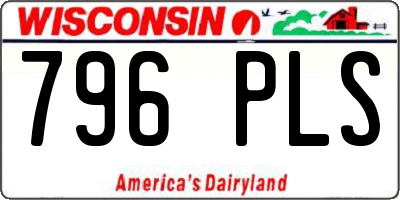 WI license plate 796PLS