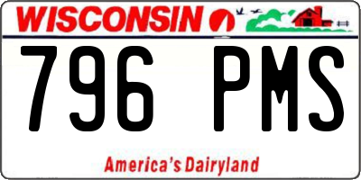 WI license plate 796PMS