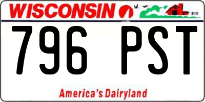 WI license plate 796PST