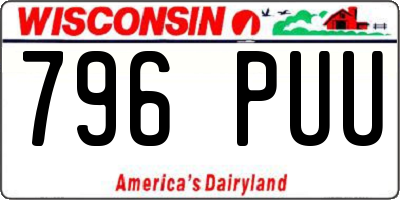 WI license plate 796PUU