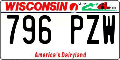 WI license plate 796PZW