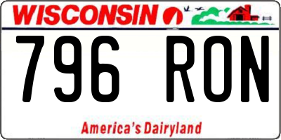 WI license plate 796RON