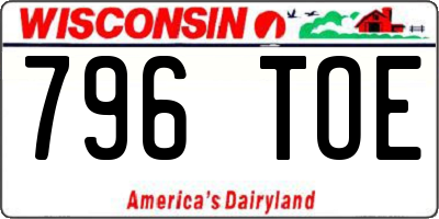 WI license plate 796TOE
