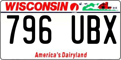 WI license plate 796UBX