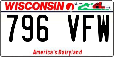 WI license plate 796VFW