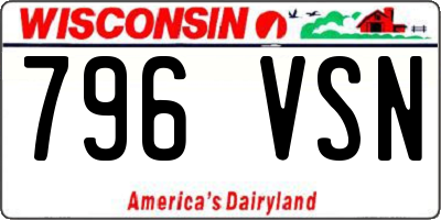 WI license plate 796VSN