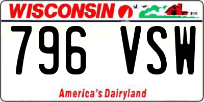 WI license plate 796VSW