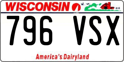 WI license plate 796VSX