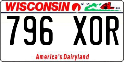 WI license plate 796XOR